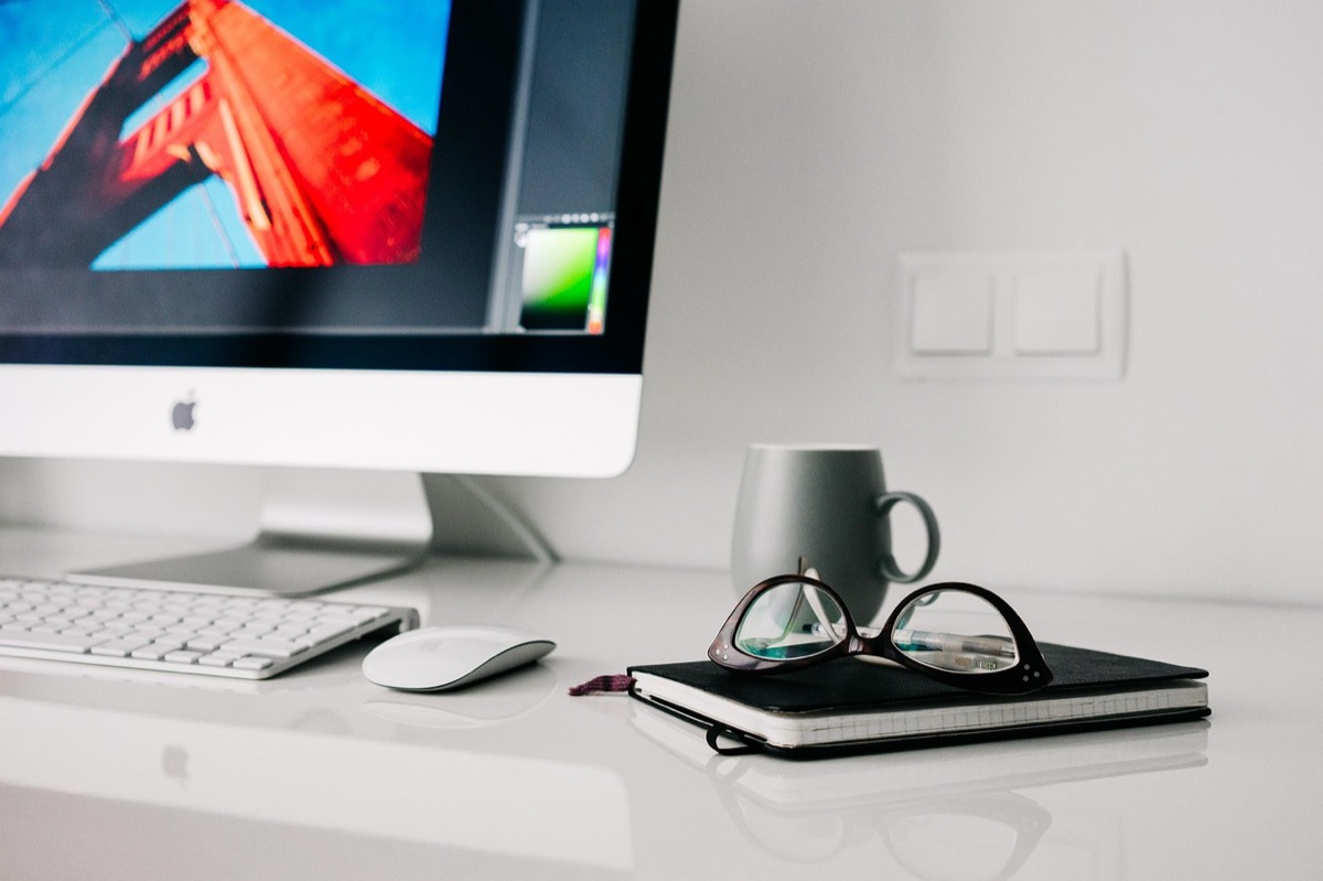 Cozy home office setup with lifestyle items