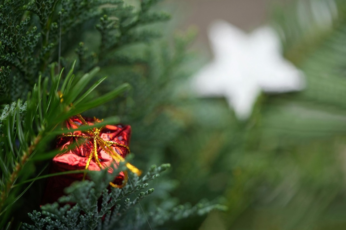 Geschenktruhe mit Weihnachtsdeko